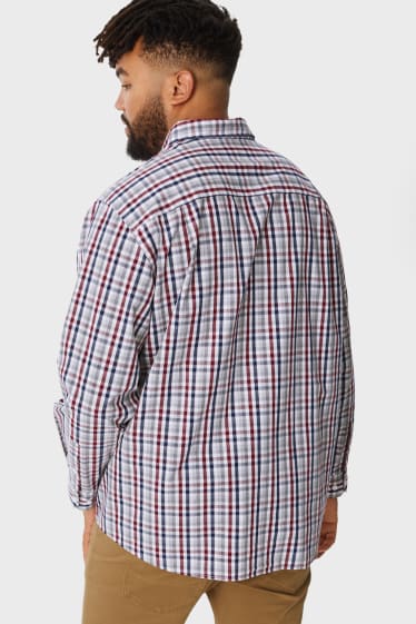 Men - Business shirt - regular fit - button-down collar - check - white / red