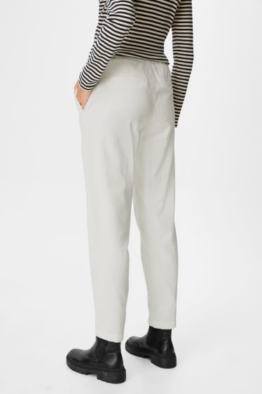 Donna - Pantaloni di velluto a coste - tapered fit - bianco