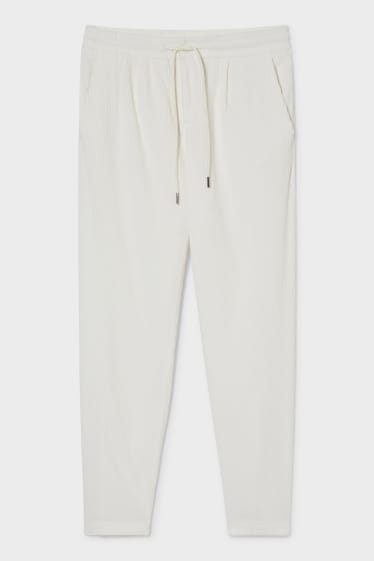 Dámské - Manšestrové kalhoty - tapered fit - bílá