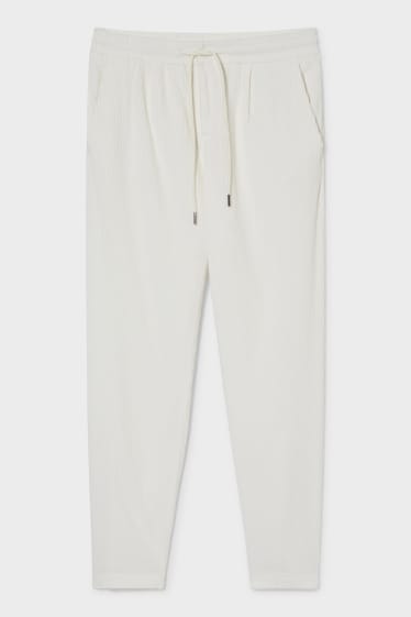 Women - Corduroy trousers - tapered fit - white