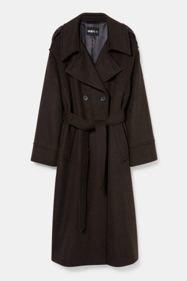 Women - Trench coat - check - dark brown
