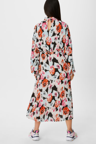 Femmes - Robe plissée - motif fleuri - coloré