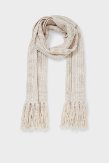 Women - Cashmere blend fringed scarf - beige-melange