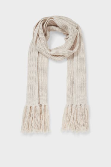 Donna - Sciarpa con frange con percentuale di cashmere - beige melange