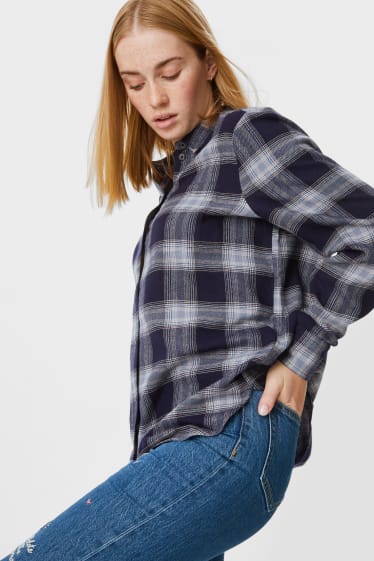 Teens & young adults - CLOCKHOUSE - flannel blouse - check - blue / dark blue