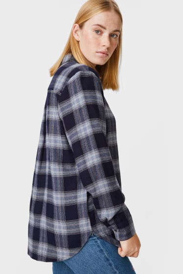 Teens & young adults - CLOCKHOUSE - flannel blouse - check - blue / dark blue