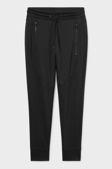 Women - Jersey trousers - tapered fit - black