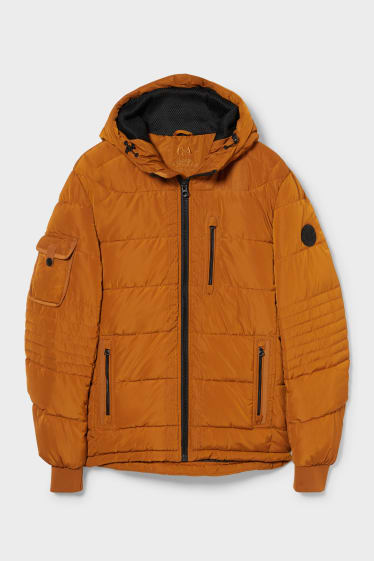 Men - Quilted jacket with hood - havanna