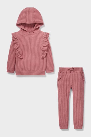 Enfants - Ensemble - sweat à capuche et pantalon - 2 pièces - rose foncé