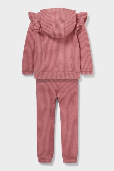Enfants - Ensemble - sweat à capuche et pantalon - 2 pièces - rose foncé