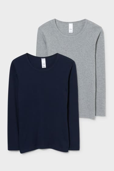 Kinder - Multipack 2er - Unterhemd - grau / dunkelblau