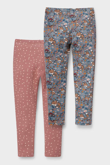 Bambini - Confezione da 2 - leggings termici - rosa / blu