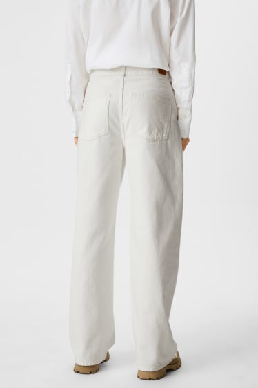 Dames - Wide leg jeans - high waist - wit