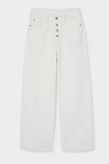 Women - Wide leg jeans - high waist - white