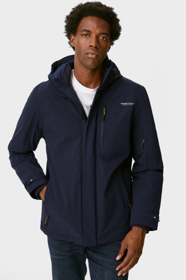 Men - Rain jacket with hood - dark blue