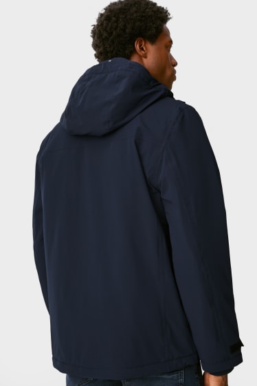 Men - Rain jacket with hood - dark blue