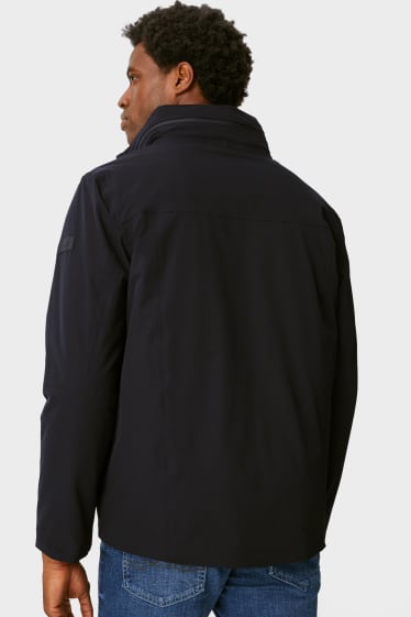 Men - Rain jacket with hood - black