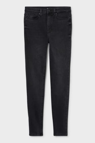 Women - Skinny jeans - super high waist - denim-dark gray