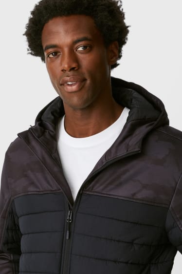 Pánské - Prošívaná bunda s kapucí - černá