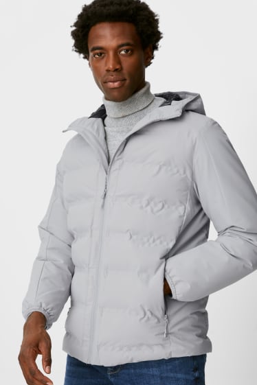 Heren - Gewatteerde jas met capuchon - THERMOLITE® - lichtgrijs