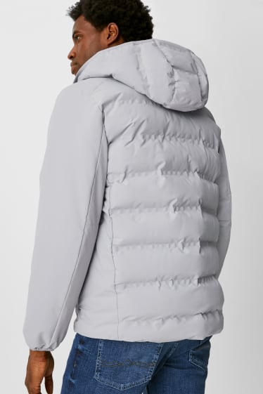Men - Quilted jacket with hood - THERMOLITE® - light gray