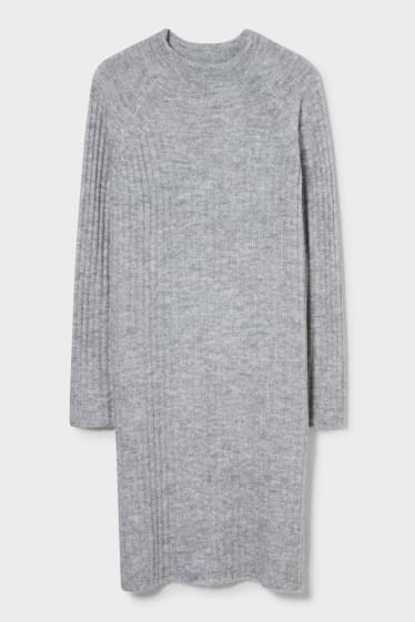 Women - Knitted dress - gray-melange