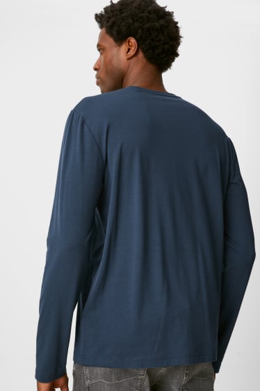 Bărbați - Tricou funcțional cu mânecă lungă - albastru închis