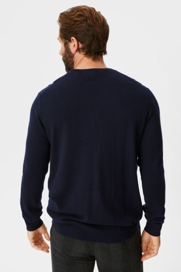 Men - Cashmere jumper - dark blue