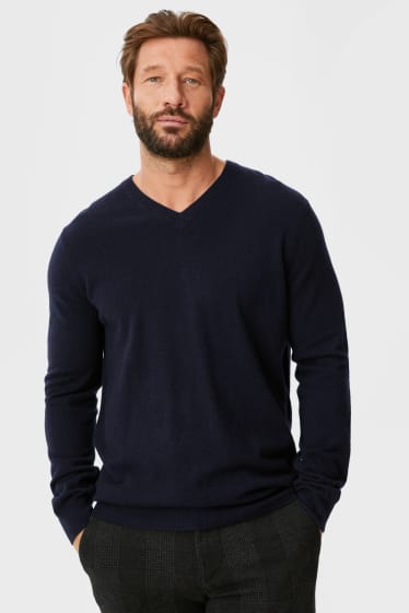 Men - Cashmere jumper - dark blue