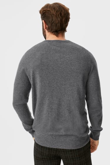 Herren - Kaschmir-Pullover - grau-melange