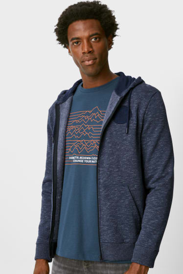 Men - Zip-through sweatshirt with hood - dark blue