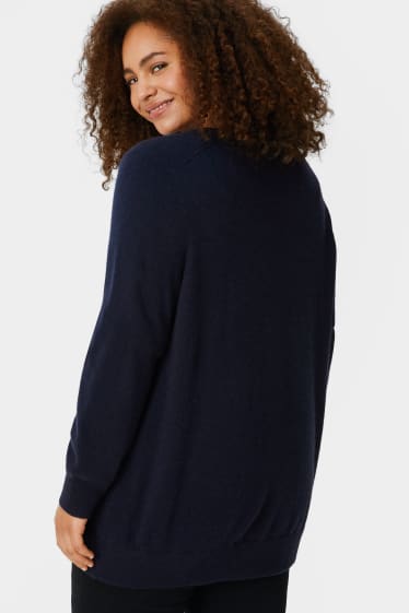 Women - Cashmere jumper - dark blue