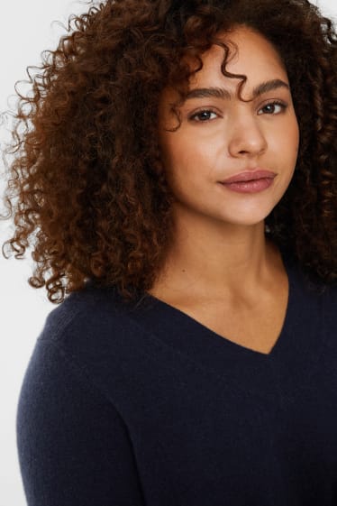 Women - Cashmere jumper - dark blue