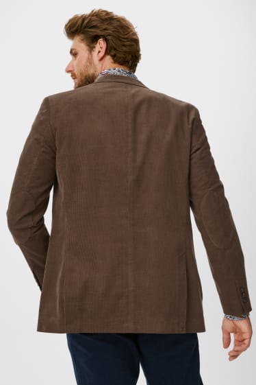 Hommes - Veste de costume en velours côtelé - regular fit - marron foncé