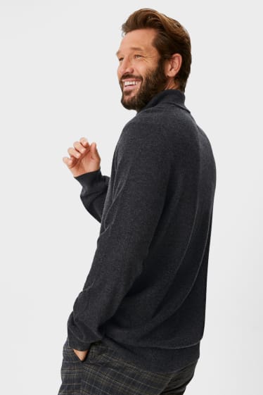 Uomo - Pullover di cashmere con collo a dolcevita - grigio scuro