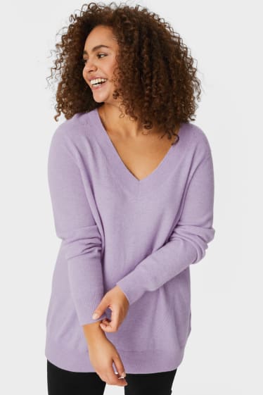 Kobiety - Sweter kaszmirowy - fiolet-melanż