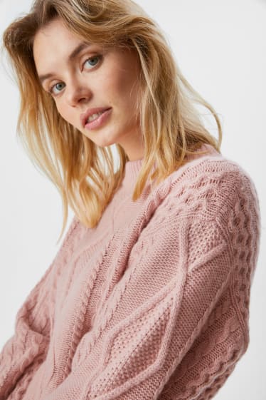 Kobiety - Sweter z dodatkiem kaszmiru - włoska przędza - morelowy