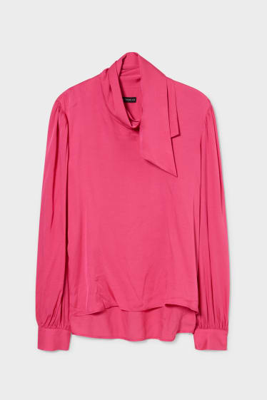 Women - Satin blouse - pink