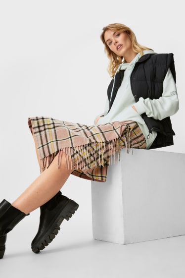 Women - Wrap skirt - wool blend - check - multicoloured