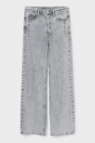 Women - Wide leg jeans - denim-gray