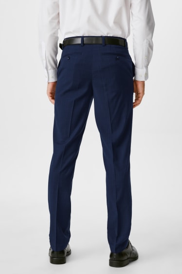 Hombre - Pantalón - regular fit - elástico - de cuadros - azul oscuro