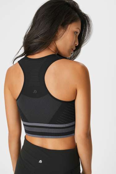 Women - Sports bra - padded - seamless - black