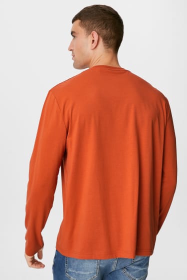 Pánské - Funkční tričko s dlouhým rukávem - terakotová
