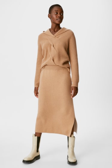 Donna - Gonna di cashmere - beige melange