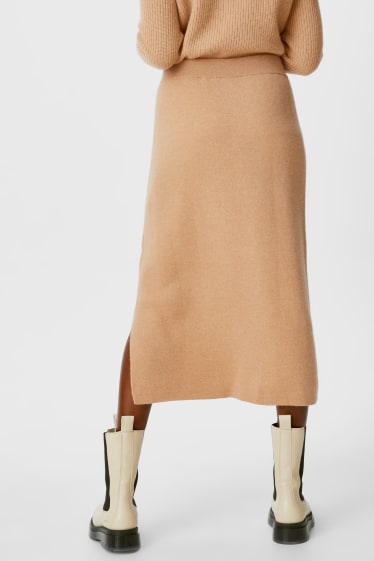 Women - Cashmere skirt - beige-melange