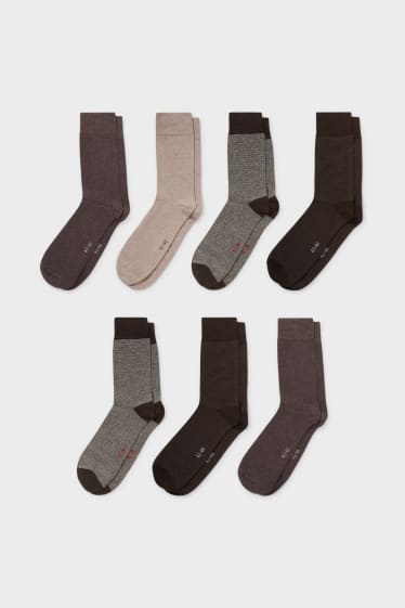 Heren - Set van 7 - sokken - bruin / beige