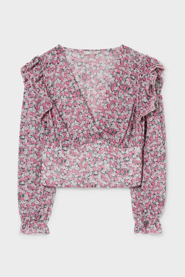 Ragazzi e giovani - CLOCKHOUSE - blusa in chiffon - fiori - fucsia