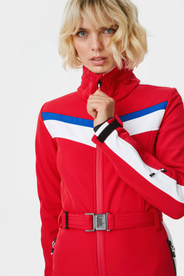 Women - Softshell ski suit - red