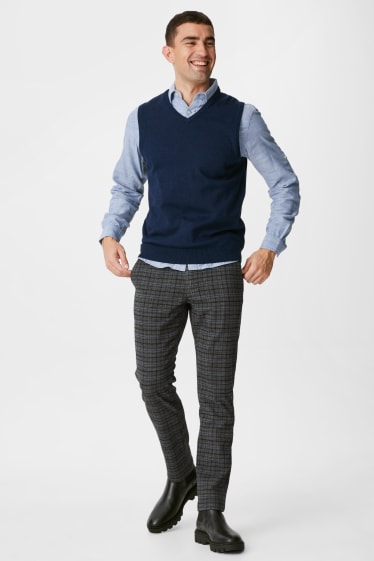 Hommes - Chino - tapered Fit - LYCRA® - à carreaux - gris chiné