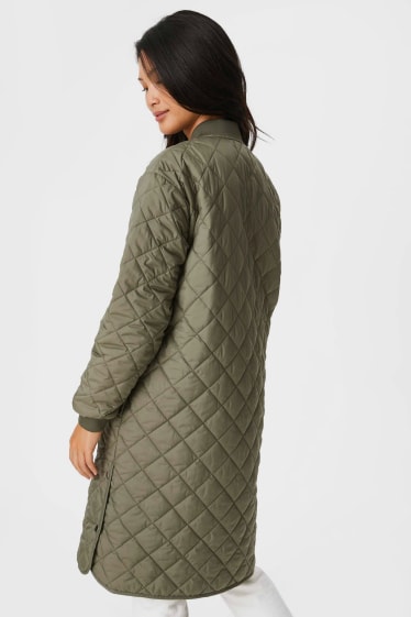 Women - Quilted coat - recycled - dark green